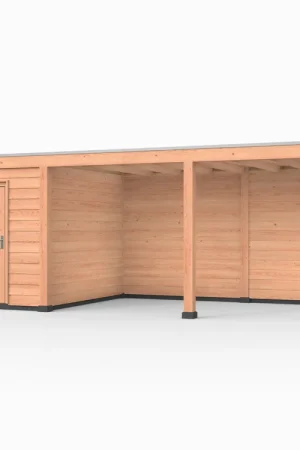 Douglas overkapping, 750 x 300, met achterwand en schuur, Westwood Elegant Beste Prijs